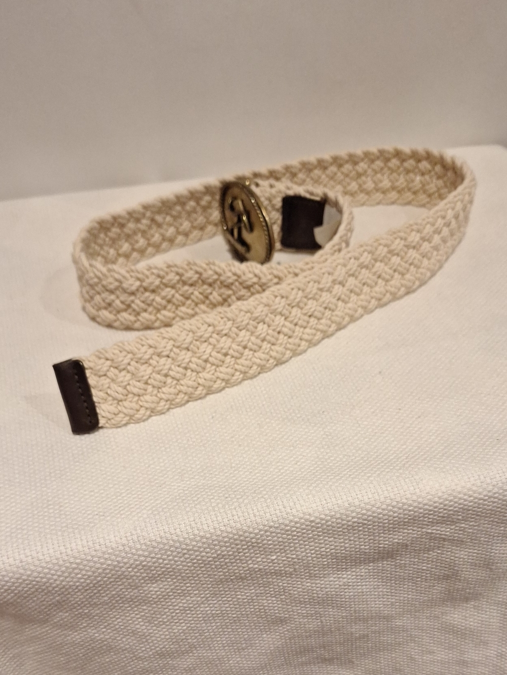 J. Crew Heritage Vintage Cream Woven Belt with Anchor Buckle - Picture 4 of 6